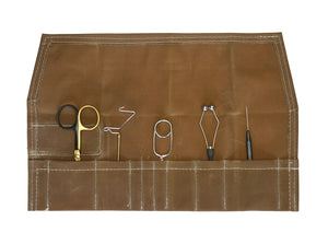 HMH Basic Fly Tying Tool Set with Handmade Waxed Cotton and Leather Tool Roll
