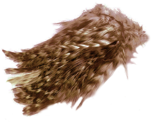 BARRED STRUNG NECK HACKLE. TAN - Breton's Bike & Fly Shop
