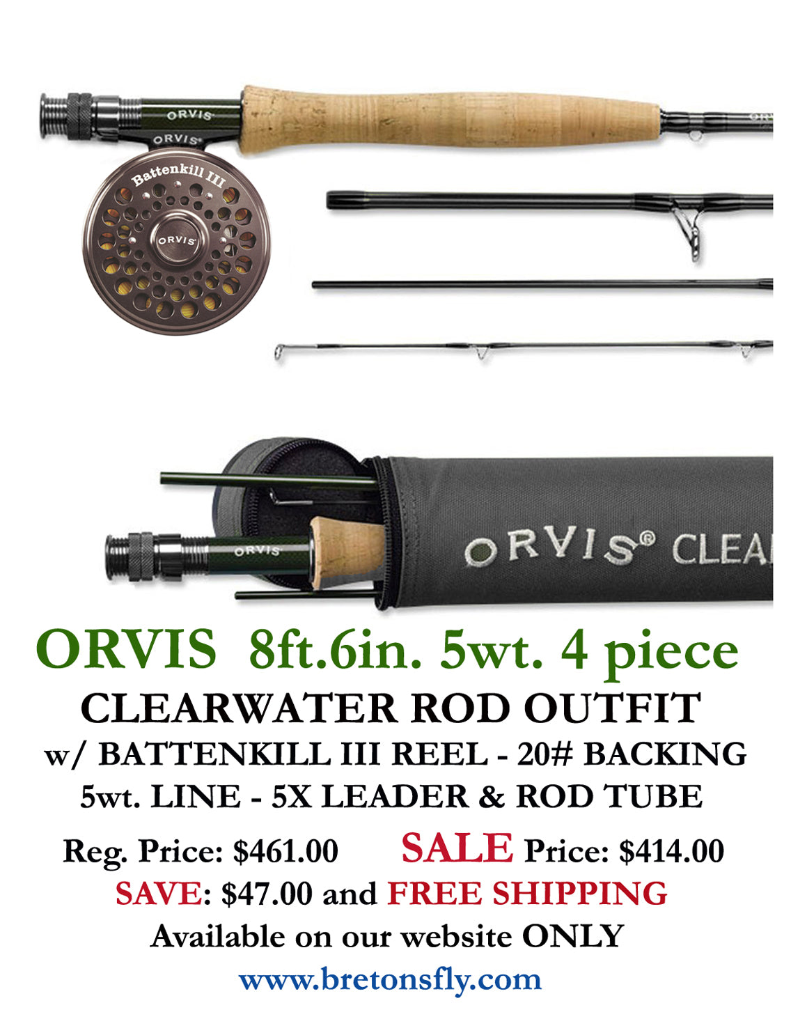 Orvis Clearwater 10' 3 weight Fly Rod Outfit